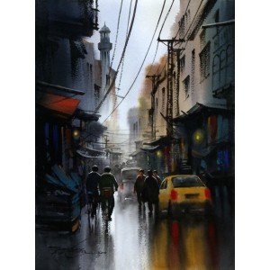 Sarfraz Musawir, Walled City Lahore, 11 x 15 Inch, Watercolor on Paper, Cityscape Painting, AC-SAR-125